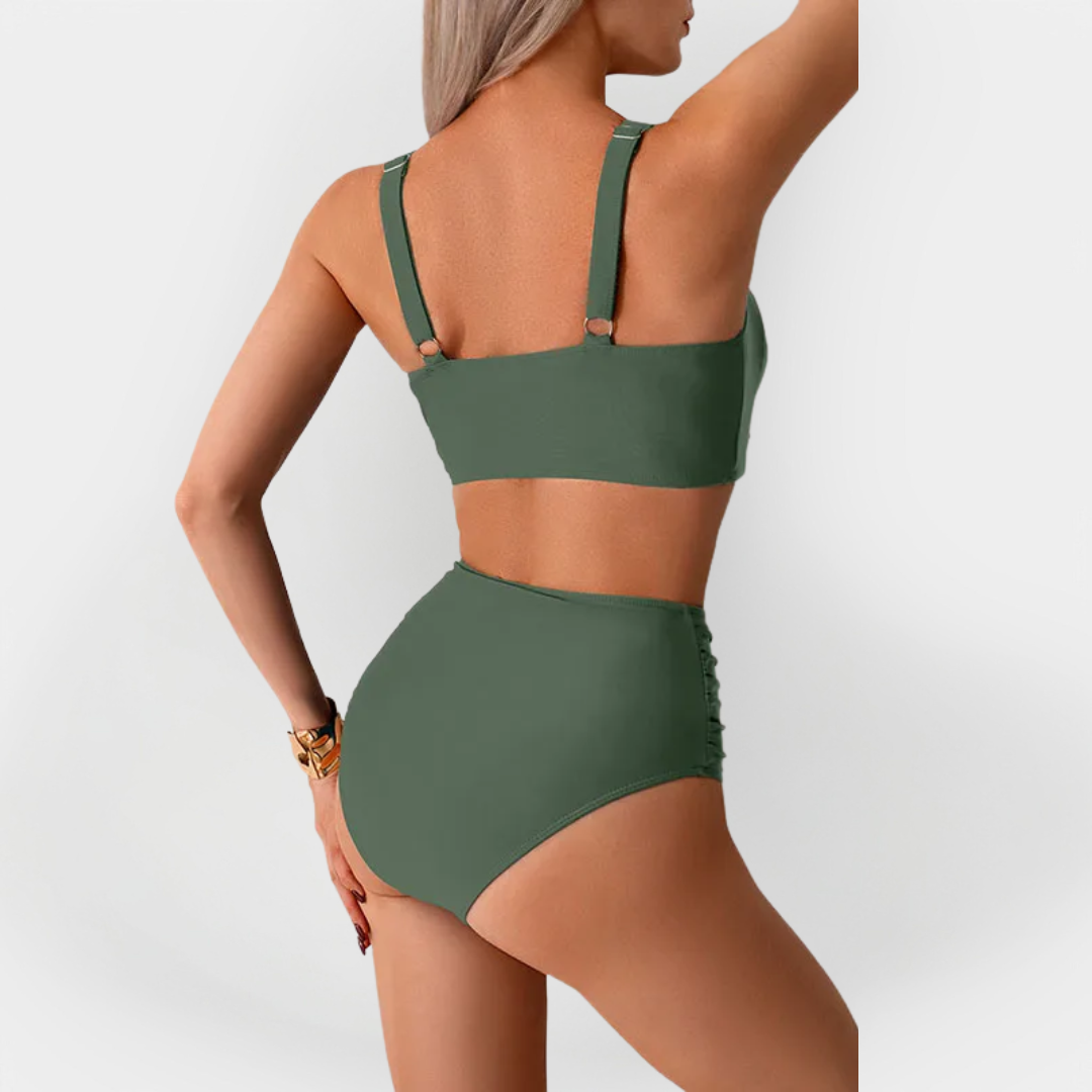 Sieviešu Augsta Izgriezuma Bikini Ar Apdari Uz Krūtīm