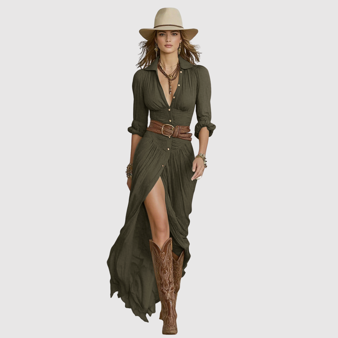 Лилия - Бохемска макси рокля с колан