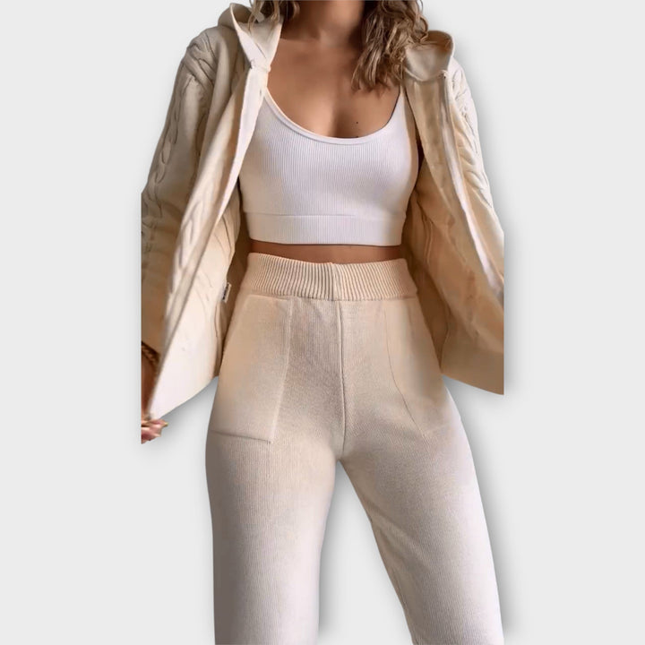 Laura - Adīta komplekts ar kapuci un kardigānu