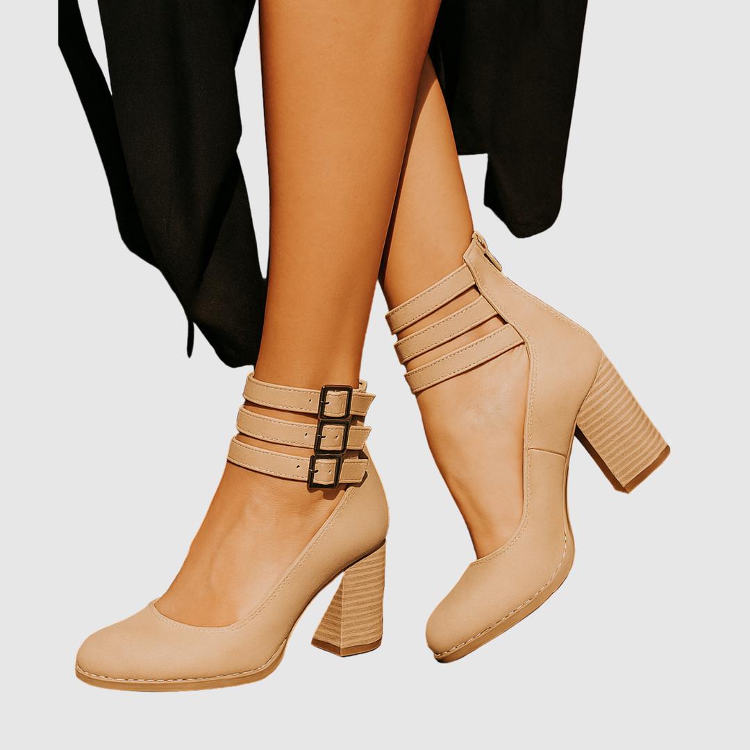 Теодора - Чизми с двойна каишка и ретро вид