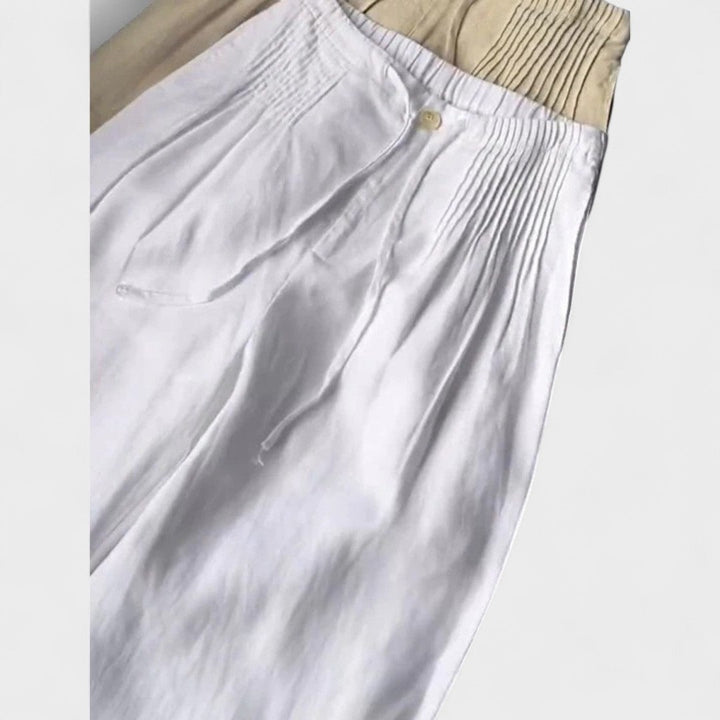 Miglė - Plati kāju bikses no kokvilnas un lina maisījuma