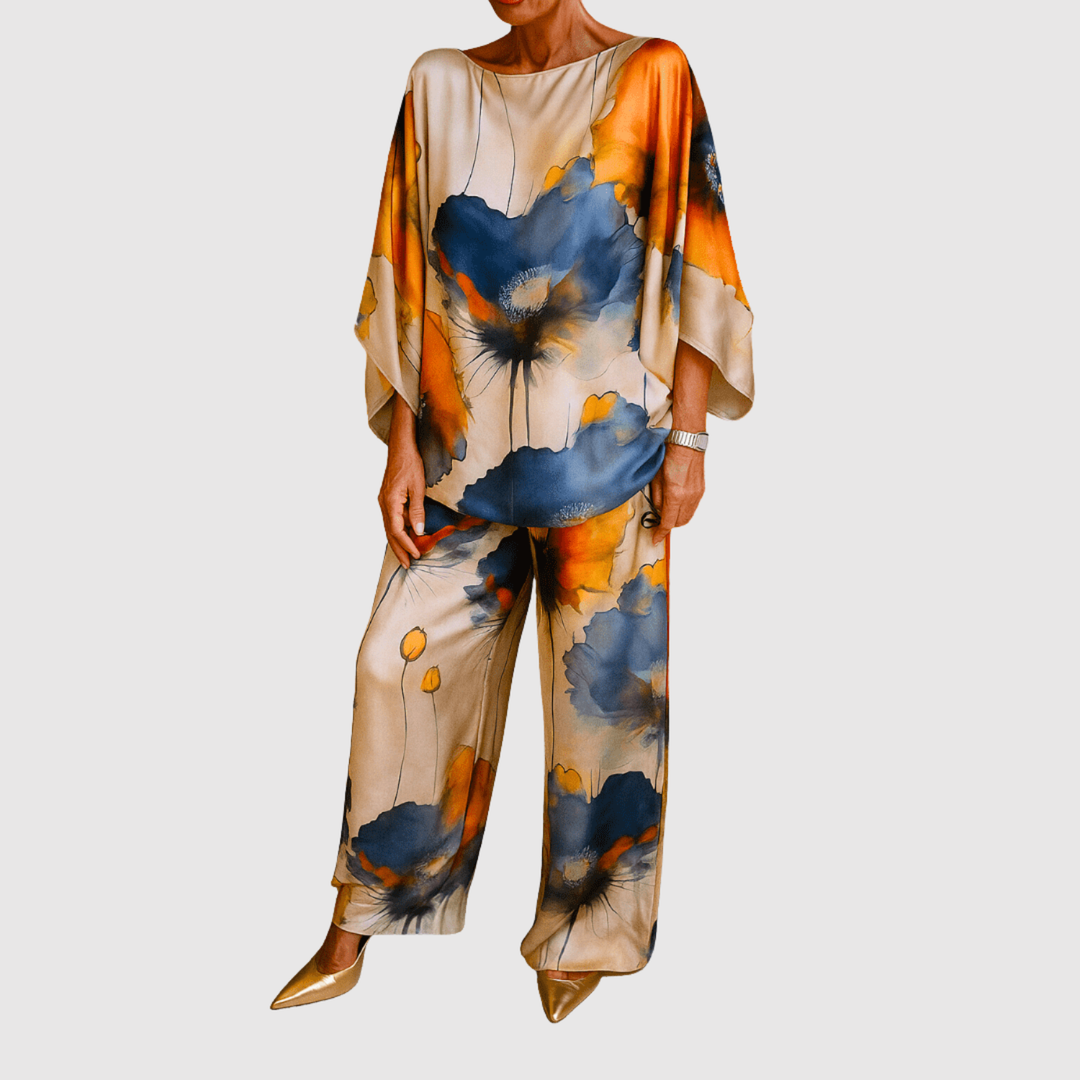 Виктория – Комплект с акварелни принтове от сатен