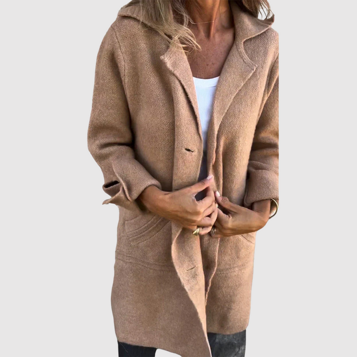 Елена - Дълго дамско палто с копчета