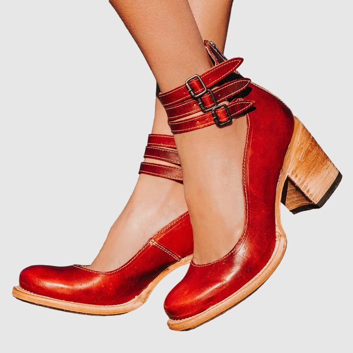 Теодора - Чизми с двойна каишка и ретро вид