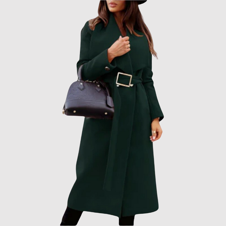 Елена – Класическо вълнено палто с колан и ревер