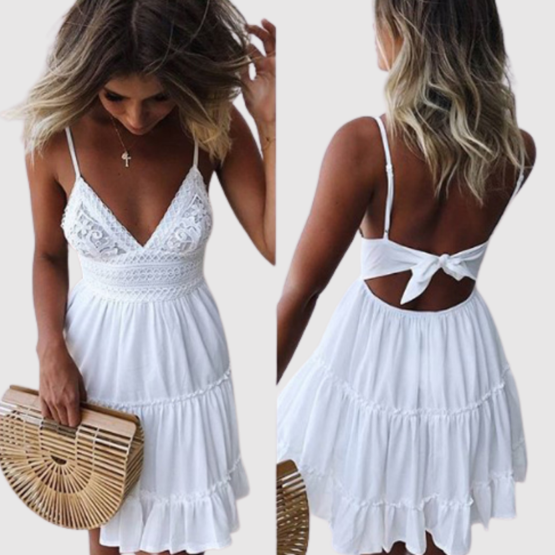 Лилия – Къса лятна рокля с открит гръб