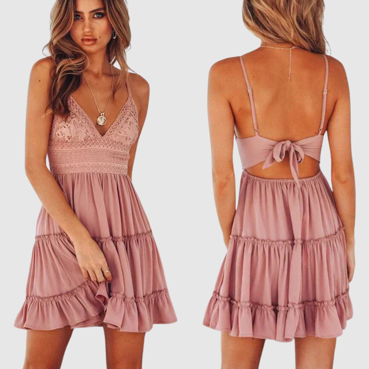 Лилия – Къса лятна рокля с открит гръб