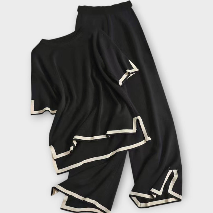 Anete - Adīts komplekts ar īsām piedurknēm un brīvu piegriezumu