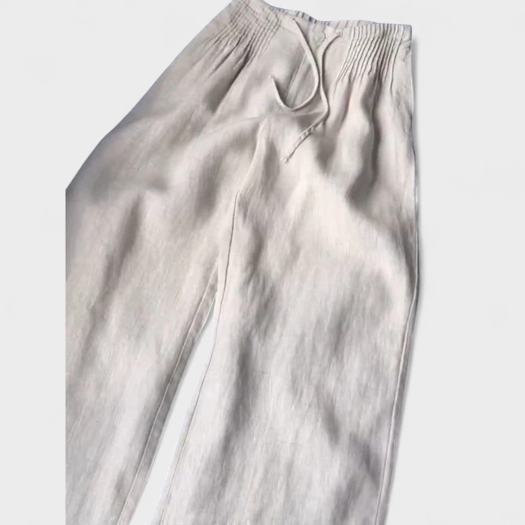 Miglė - Plati kāju bikses no kokvilnas un lina maisījuma