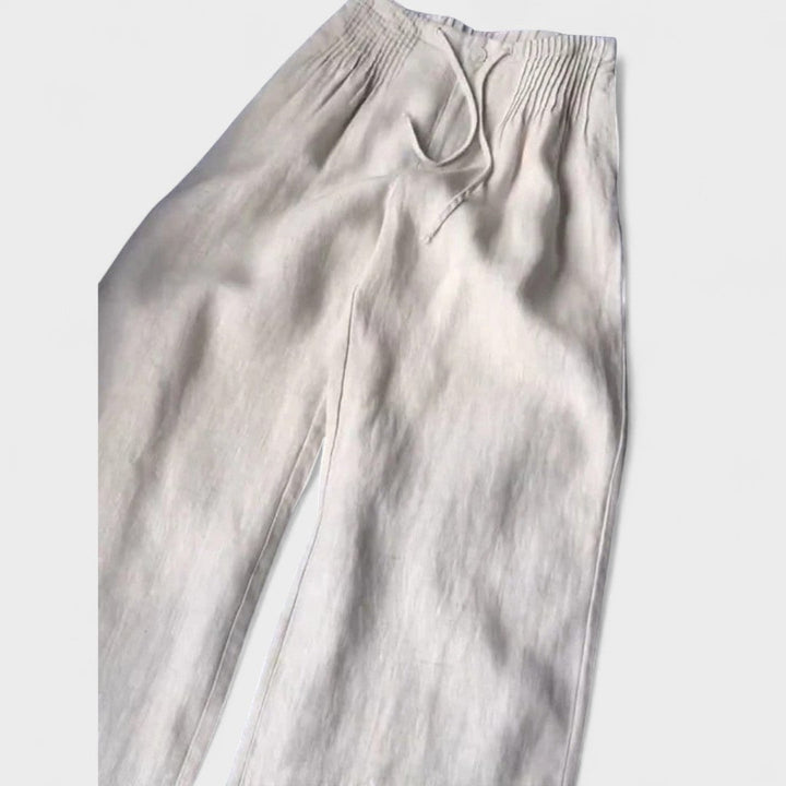 Miglė - Plati kāju bikses no kokvilnas un lina maisījuma