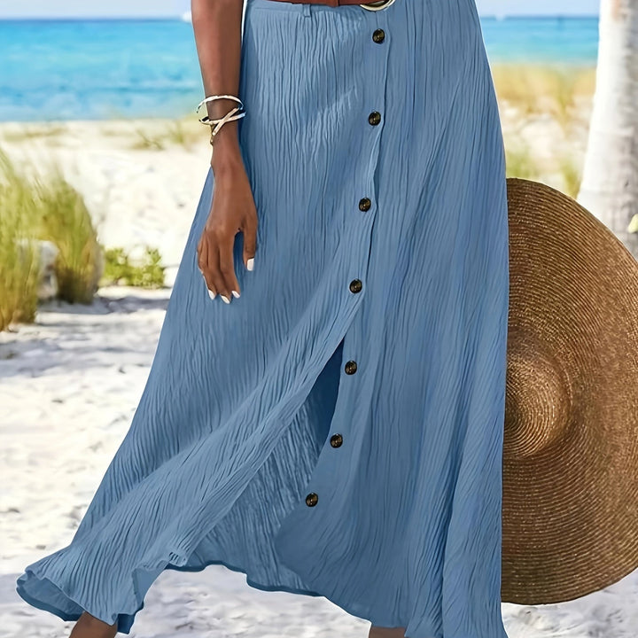 Puscaurspīdīgs Midi Svārki ar Izgriezumu