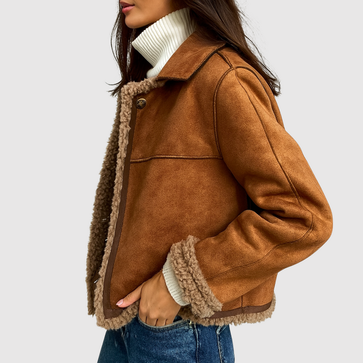 Елена - Топло късо яке с имитиран косъм