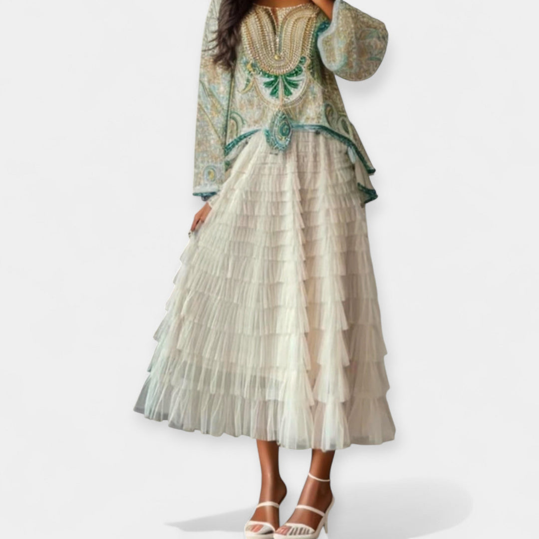 Elegants Tūlīša Svārki ar Tīkla Dekoratīvo Detalizāciju