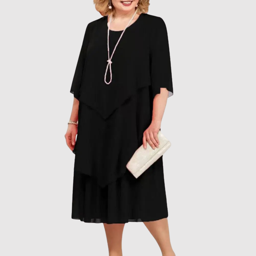 Лилия – Елегантна рокля с многослойно оформление и свободен силует