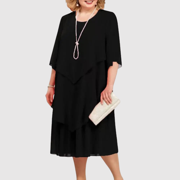 Лилия – Елегантна рокля с многослойно оформление и свободен силует