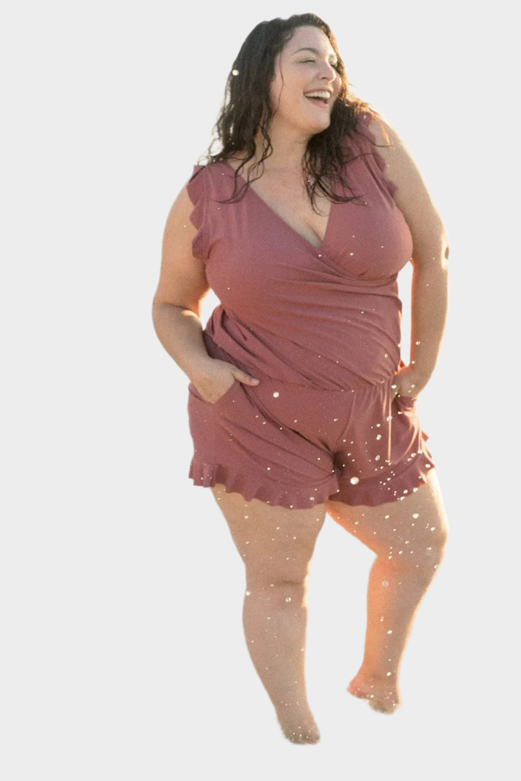 Peldkostīms ar Volāniem un Krūšu Atbalstu