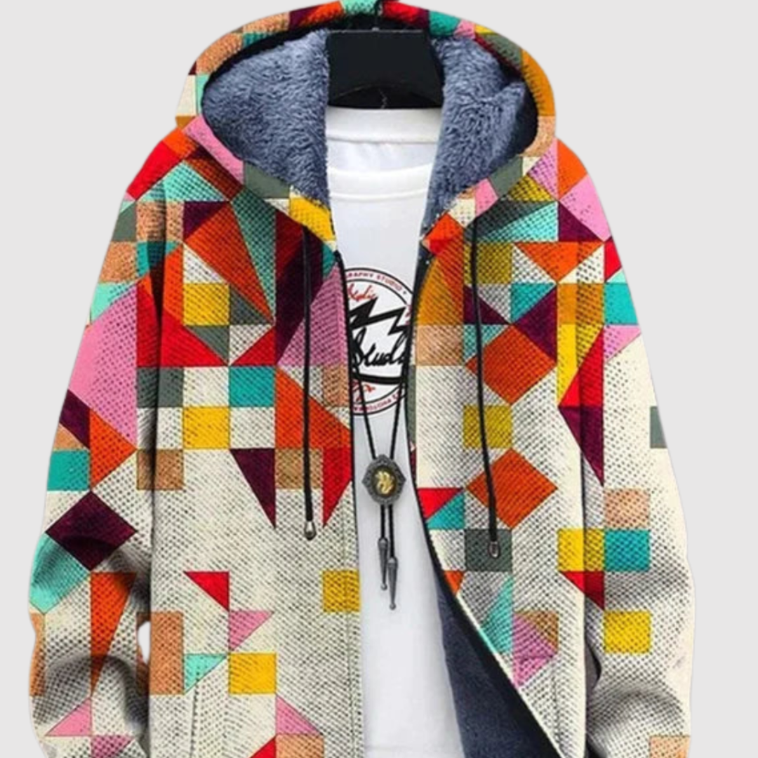 Алекс – Худи с цветни геометрични мотиви