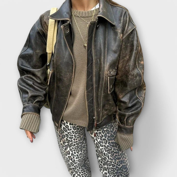 Carina - Retro džinsi ar leopardu rakstu