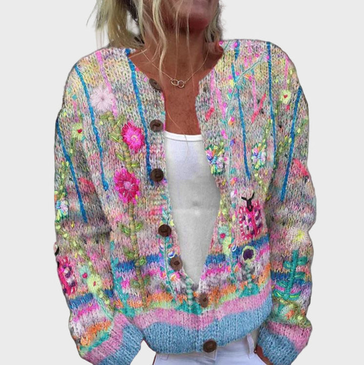 Elegants Džemperis Ar Ziedu Rakstu