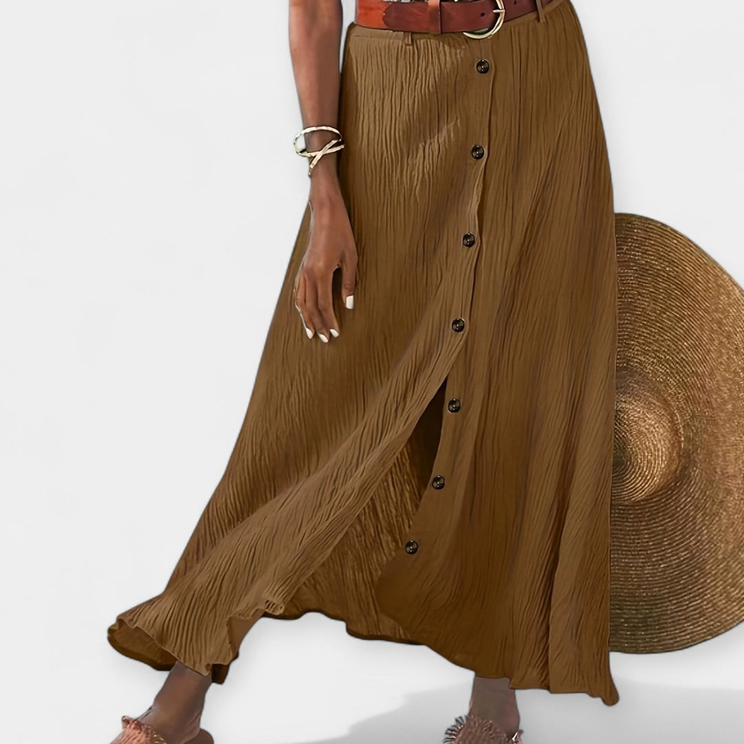 Puscaurspīdīgs Midi Svārki ar Izgriezumu