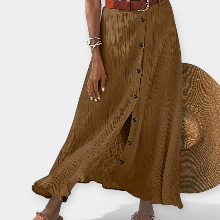 Puscaurspīdīgs Midi Svārki ar Izgriezumu