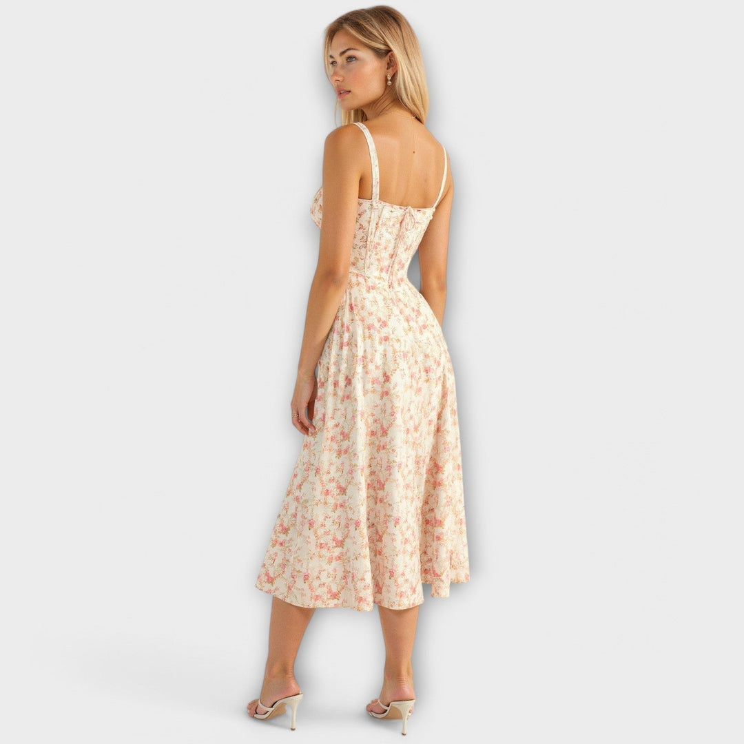 Лилия - Миди рокля с корсетни детайли