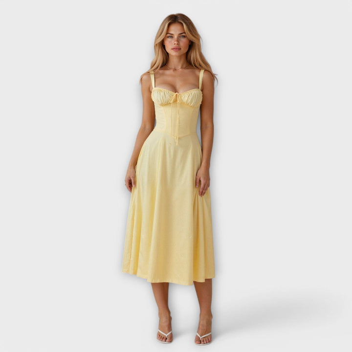 Лилия - Миди рокля с корсетни детайли