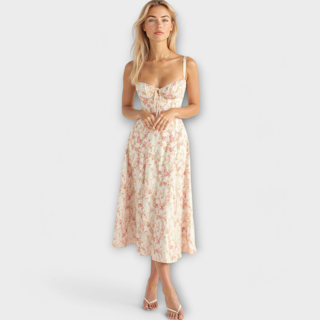 Лилия - Миди рокля с корсетни детайли